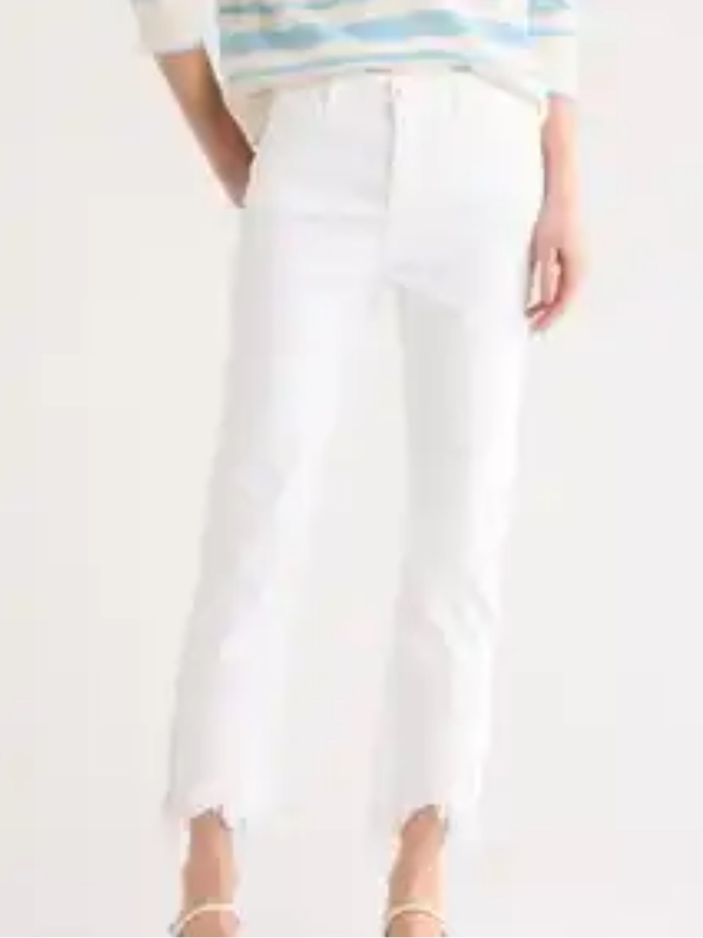 ANN TAYLOR LOFT Skinny Ankle Shredded Hem White Size 12 $89 EUC KL